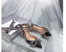 Load image into Gallery viewer, Braquarelly Black- Silver lining Sleek midnight Stacked Heel, Shoes-25 days shipping