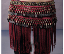 गैलरी व्यूवर में इमेज लोड करें, Tribal Belt - Red Tassel Design belt- Fringe Tassel Belt - 23 day shipping