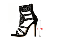 Load image into Gallery viewer, Sioux Gladiator-Open Toe Rhinestone Design High Heel Sandals  Ankle Wrap Glitter
