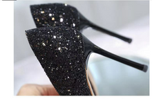 Load image into Gallery viewer, Braquarelly Black- Silver lining Sleek midnight Stacked Heel, Shoes-25 days shipping