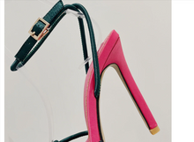 Carregar imagem no visualizador da galeria, Butterfly Knot Green-Open Pink &amp; Green Toe Thin High Heel Women Summer Sandals
