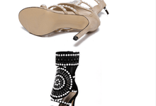 गैलरी व्यूवर में इमेज लोड करें, Sioux Gladiator-Open Toe Rhinestone Design High Heel Sandals  Ankle Wrap Glitter
