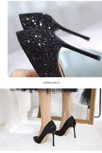 गैलरी व्यूवर में इमेज लोड करें, Borella- Wicked of the West High Heels Black Wedding Shoes Stiletto Pointed
