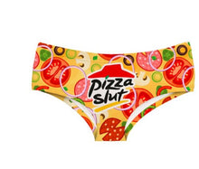 Charger l&#39;image dans la galerie, Pizza Slut ! Printed womens sexy panty and thong. cotton and spandex
