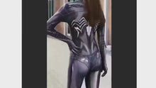 Load and play video in Gallery viewer, Black Spiderwomn-Silhouette Black women Spandex Bodysuit Costume- 25 day shipping
