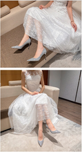 गैलरी व्यूवर में इमेज लोड करें, Emerald City- class High Heels Silver Wedding Shoes Stiletto Pointed=25 days shipping
