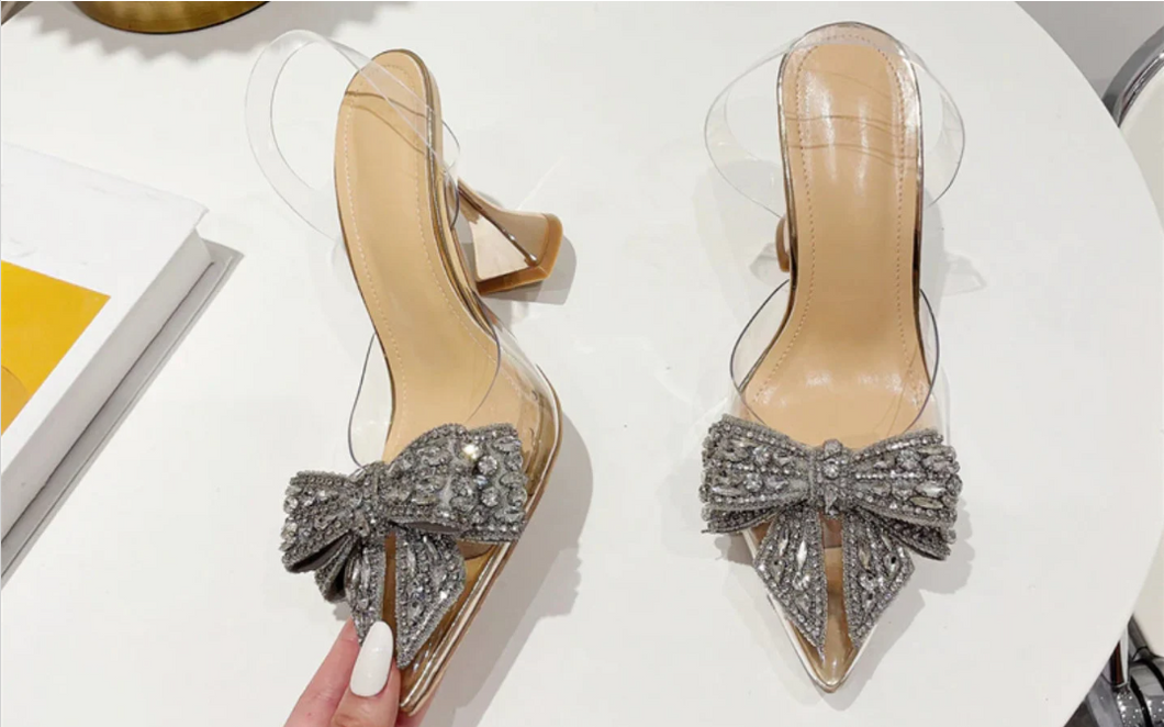Slovakia Crystal Sequined Bow dress summer shoes Pumps Pointed