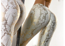 गैलरी व्यूवर में इमेज लोड करें, Snake Print Tight Yoga Leggings High Waist Pant For Women Elastic Leggings
