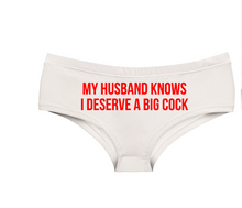 Cargar imagen en el visor de la galería, White- Red letter My husband story funny panties, thong comfortable
